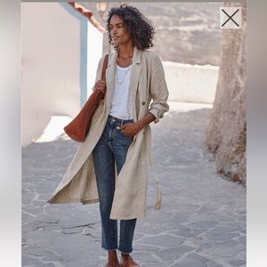 Garnet Hill Unlined Linen Trench in Sand, S